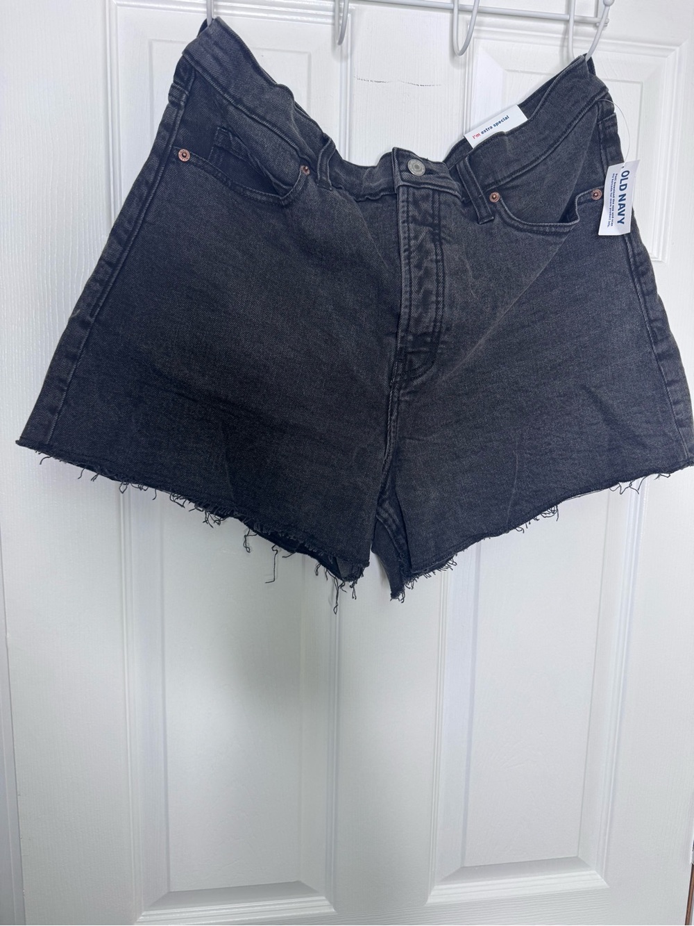 Old Navy Black Frayed Hem Denim Shorts